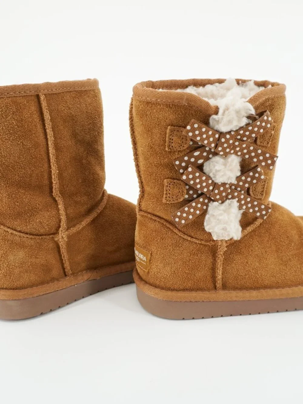 Koolaburra By Uggs Brown Suede Boots Girl Size 13 Chestnut Fur Bow Victoria
